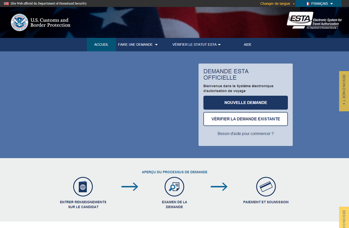 Le site officiel ESTA