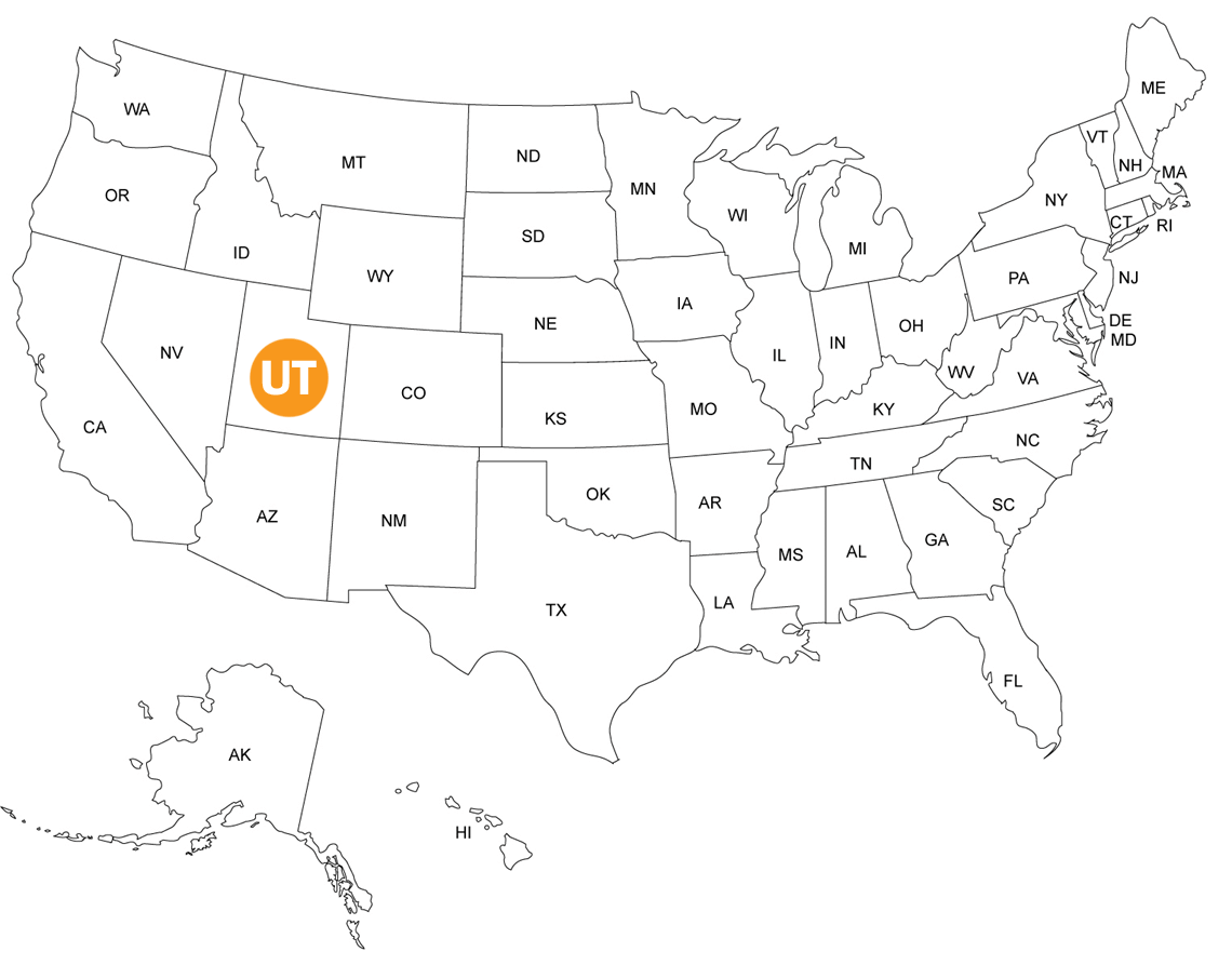 Utah sur la carte des USA