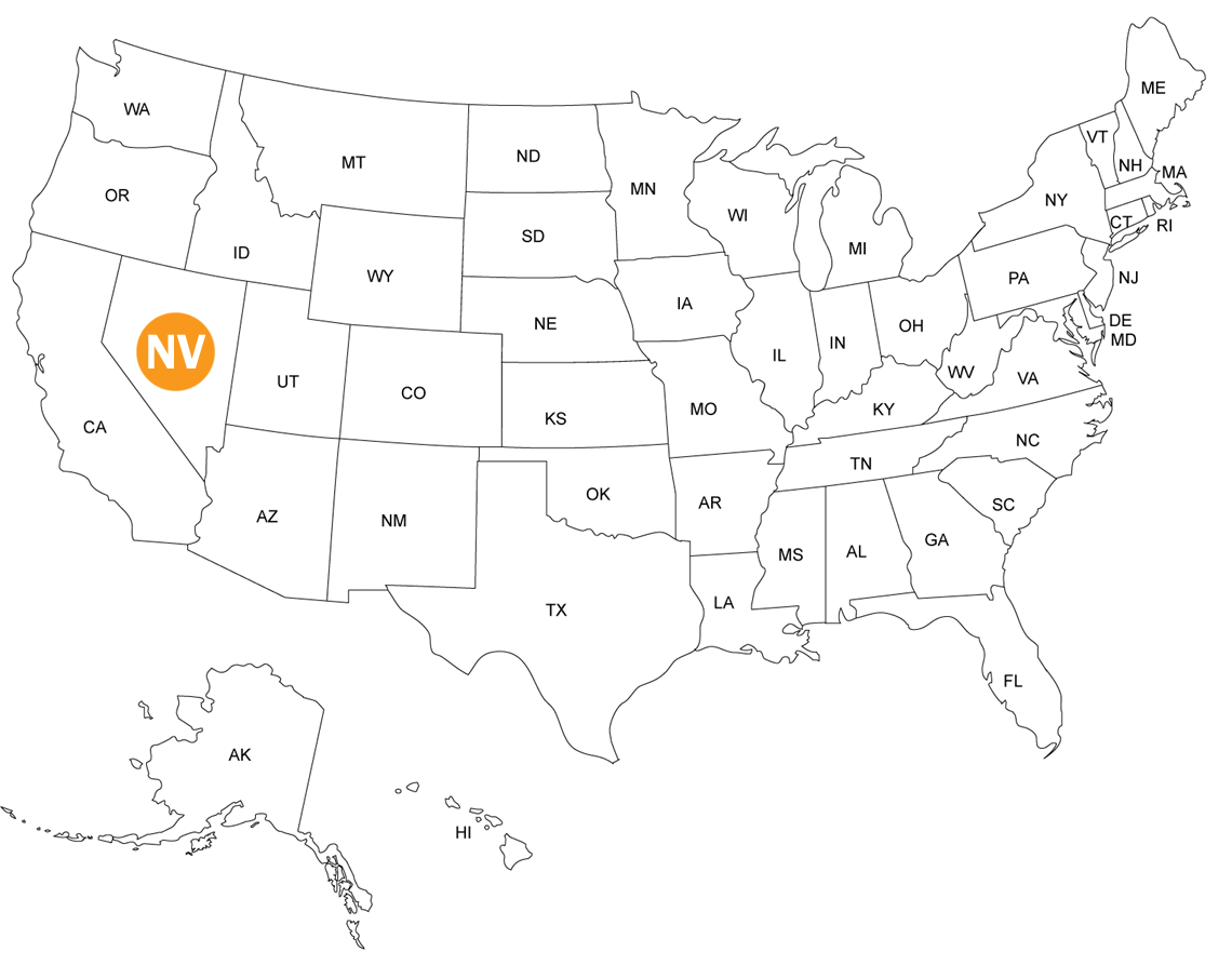 Localisation du Nevada aux USA