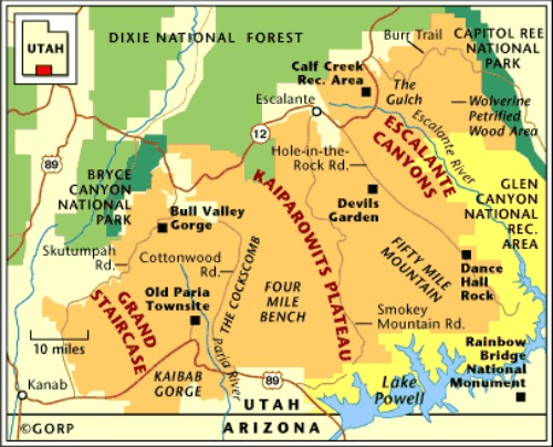 Plan du parc du Grand Staircase en Utah