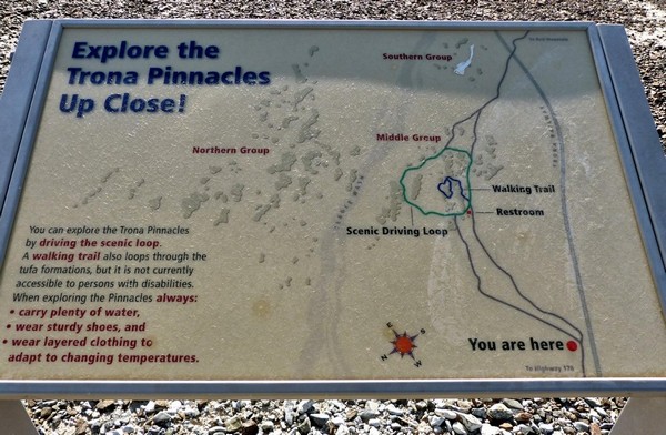 Plan exploration des Trona Pinnacles