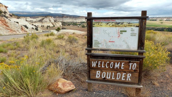 Panneau Welcome to Boulder Utah