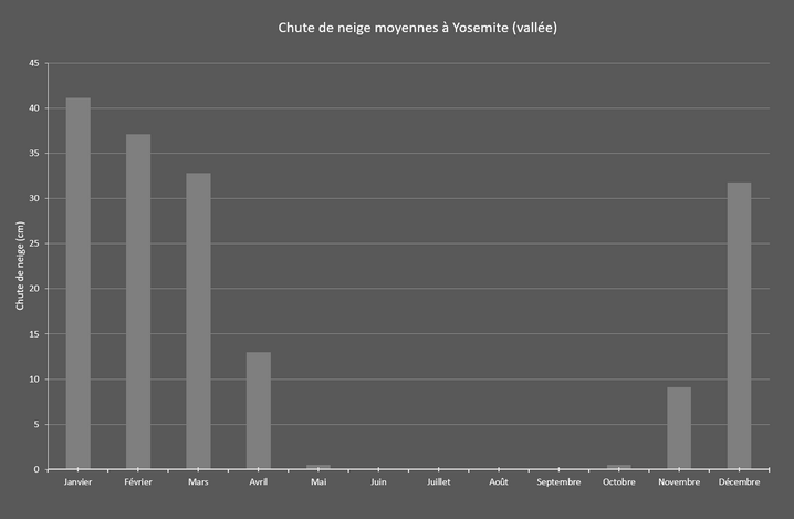 Chutes de neige moyennes dans le parc national de Yosemite