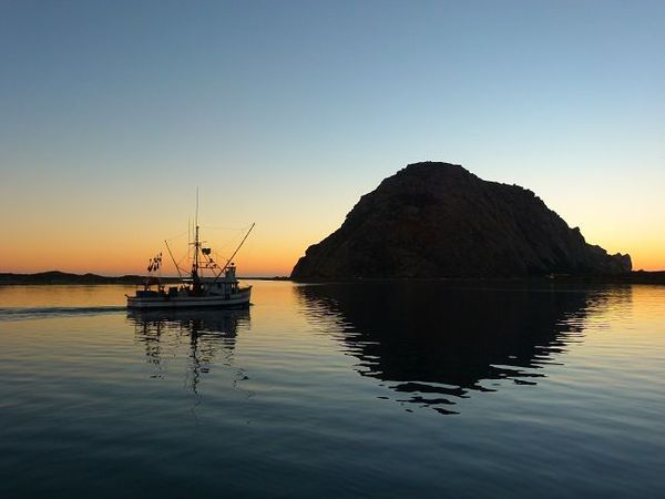 Morro Rock au sunset Californie