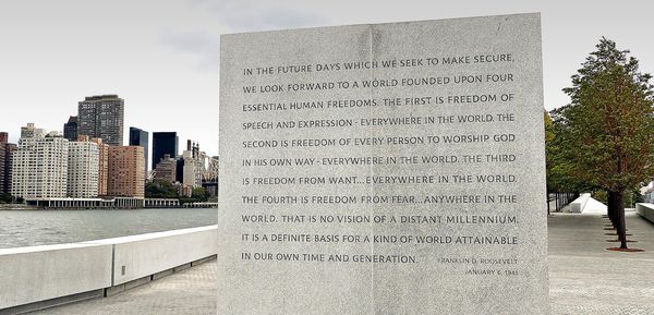 Discours des Quatre Libertés (The Four Freedoms speech) Franklin D. Roosevelt Four Freedoms Park