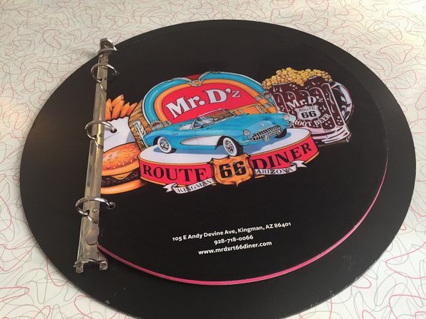 Couverture menu Mr D'z Route 66 Diner Kingman Arizona