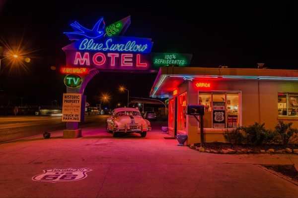 Enseignes Blue Swallow Motel Tucumcari Route 66 Nouveau-Mexique