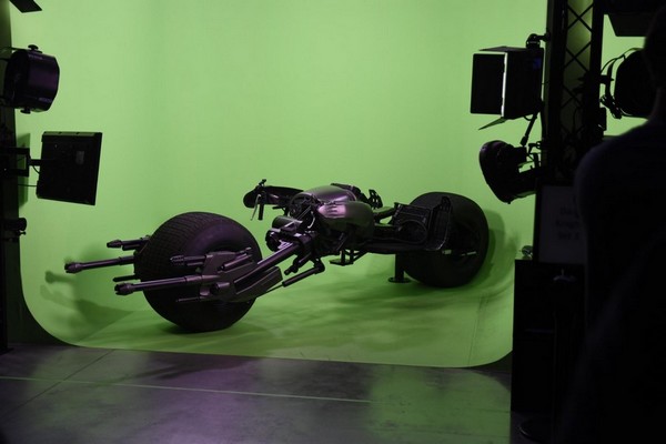 Moto Batman sur fond vert Warner Bros Studios Hollywood