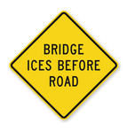 Panneau bridge ices before road