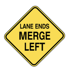 Panneau lane ends merge left