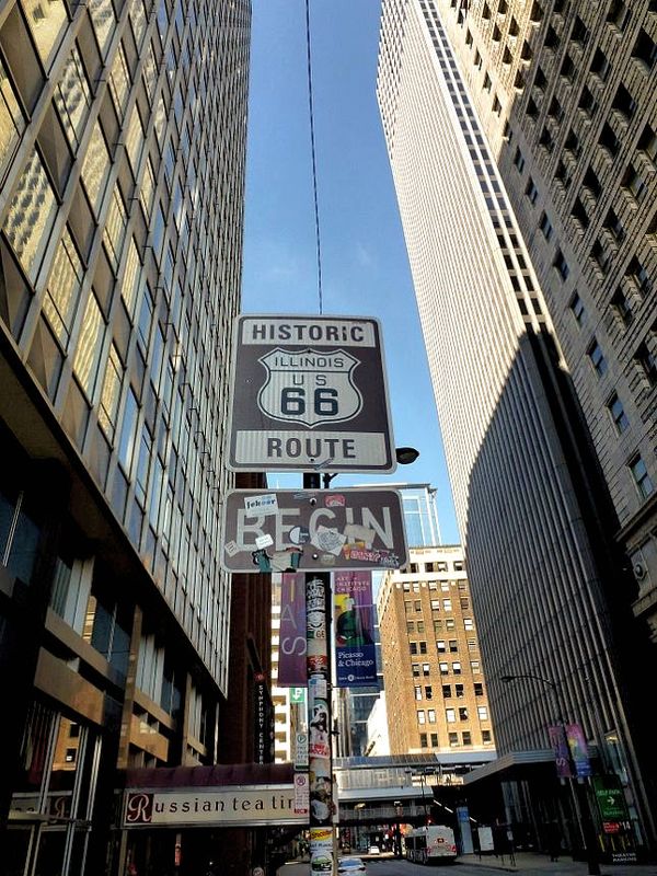 Panneau départ Route 66 West Adams Street Chicago