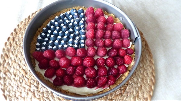 Cheesecake aux couleurs du drapeau américain