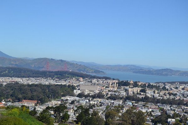 Le Golden Gate Bridge et la baie de SF depuis les Twin Peaks