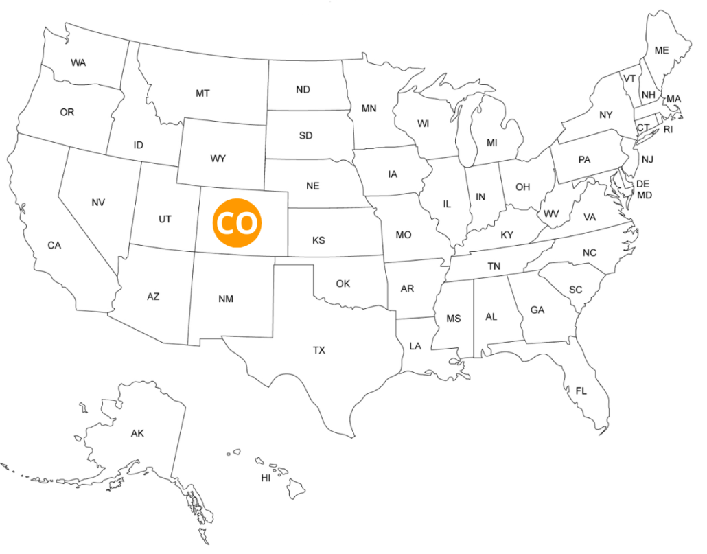 Localisation de l'état du Colorado sur la carte des USA