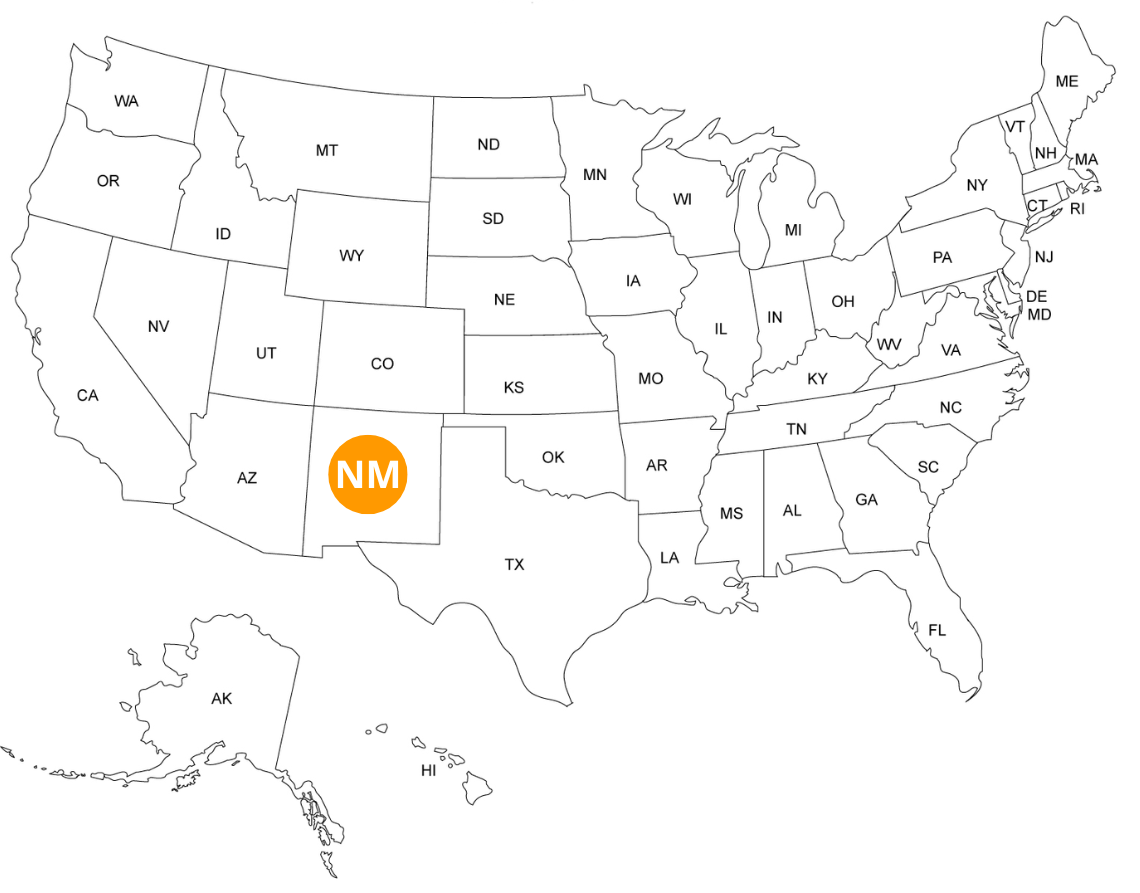 Localisation du Nouveau-Mexique sur la carte des USA