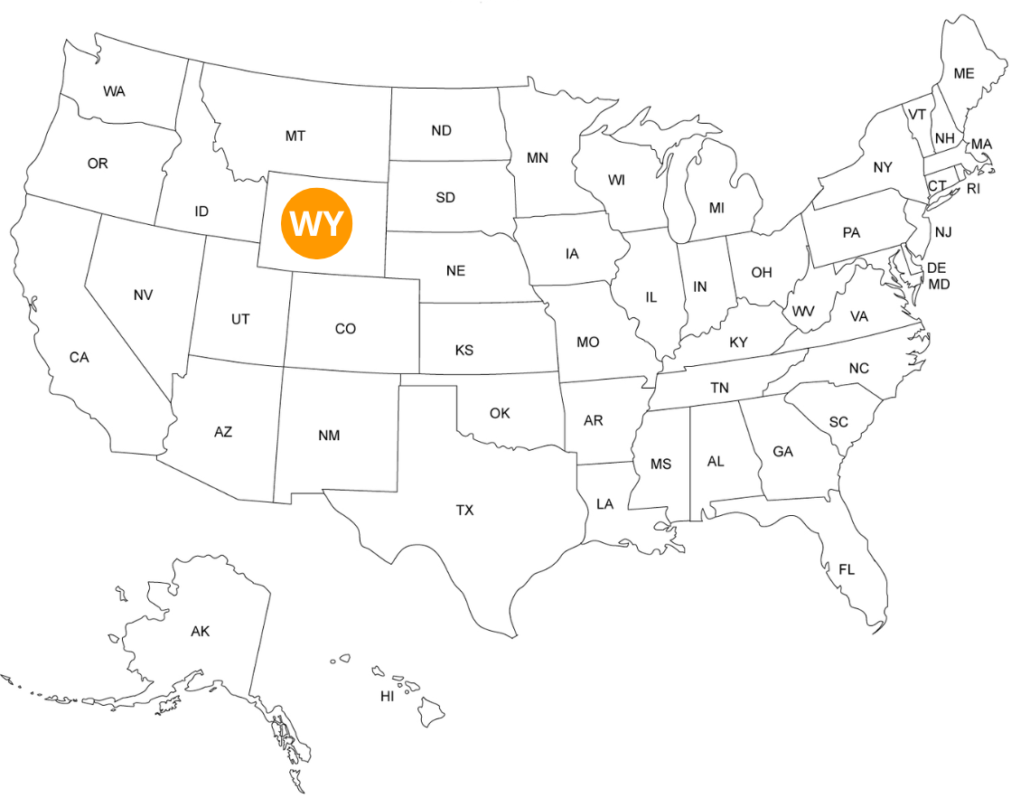 Le Wyoming sur la carte des USA