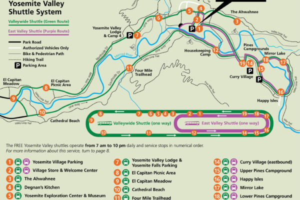 Plan du Yosemite Valley Shuttle