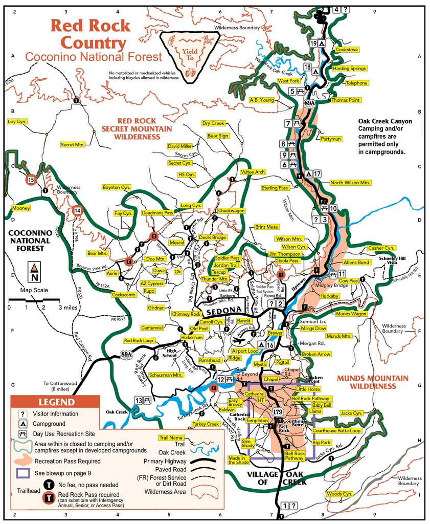 Carte des randonnées à Sedona