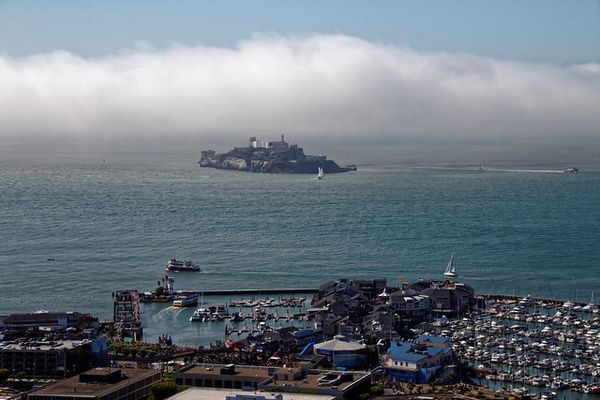 Fisherman's Wharf et Alcatraz depuis la Coit Tower